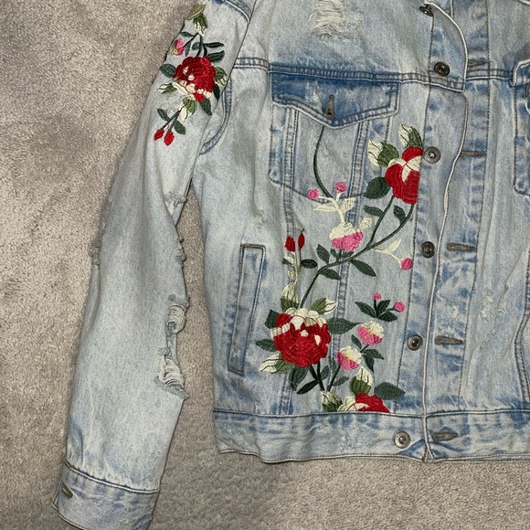 ZARA Light Blue Embroidered Oversized Denim Jacket Man Authentic M L 3442/404 - Picture 3 of 4